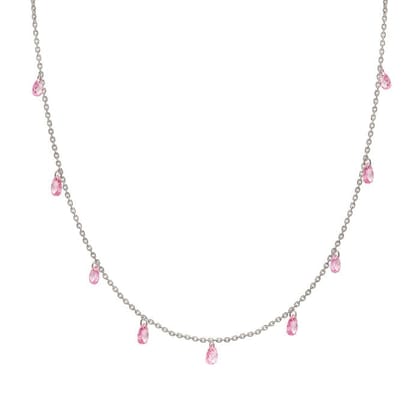 Silver Pink Crystalized Necklace