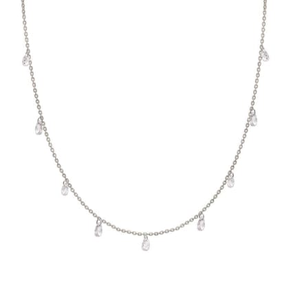 Silver White Crystalized Necklace