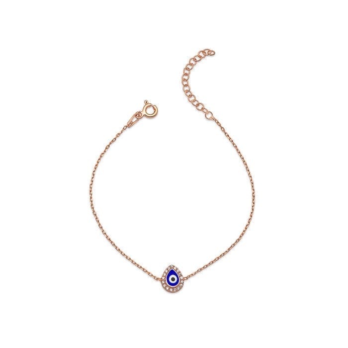 Rose Gold Dark Evil Eye Drop Bracelet