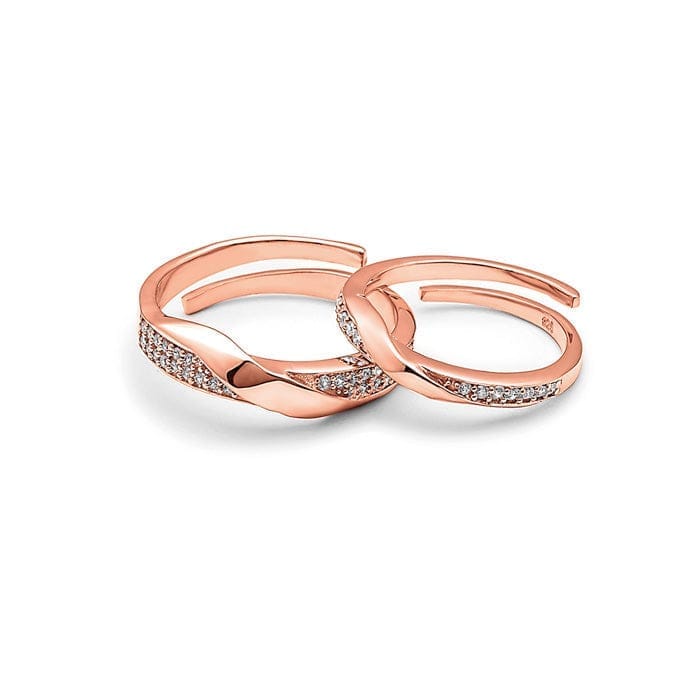 Rose Gold Forever Linked Couple Rings