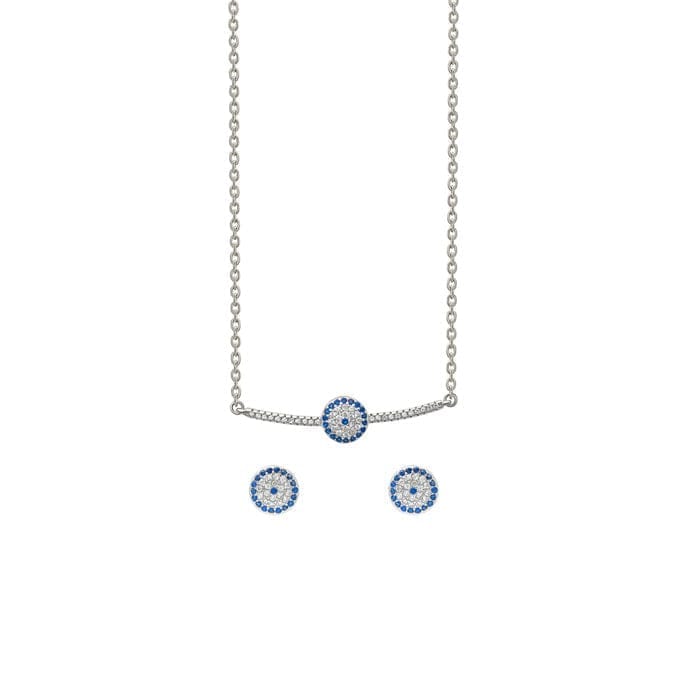 Silver Christie Evil Eye Necklace Set