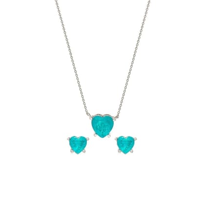 Silver Sea Blue Necklace Set