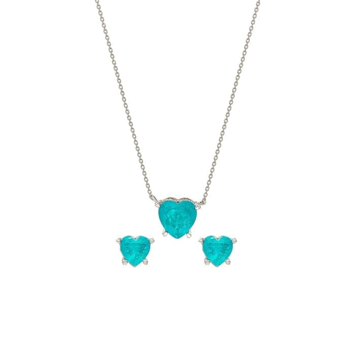 Silver Sea Blue Necklace Set