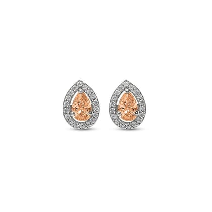 Silver Champagne Crystal Pear Studs