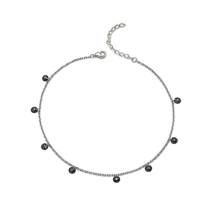 Silver Royal Crystal Anklet (Black)