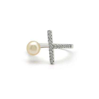 Silver Pearl Bling Ring