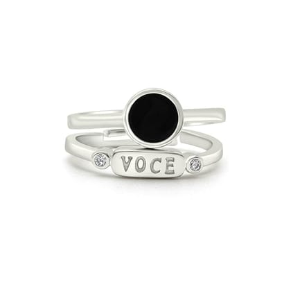 Silver Black Voce Ring