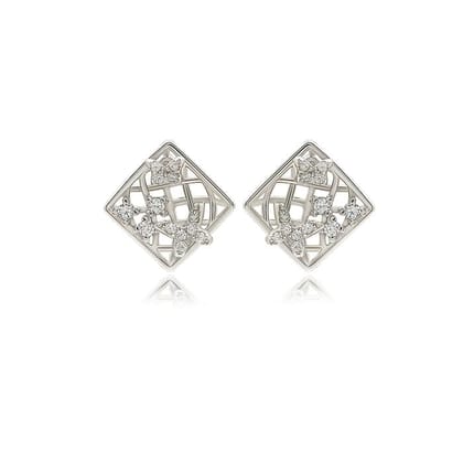 Silver Square Jewel Earrings