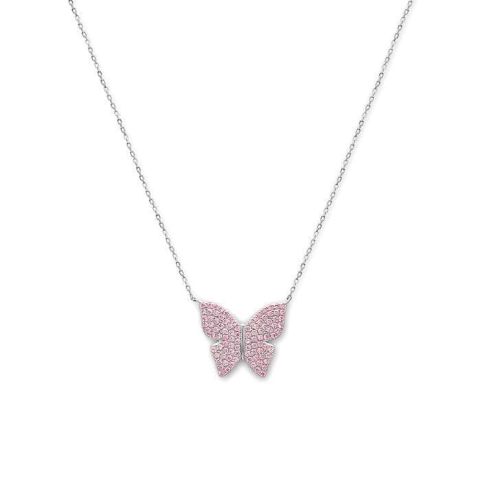 Silver Pink Flutter Necklace