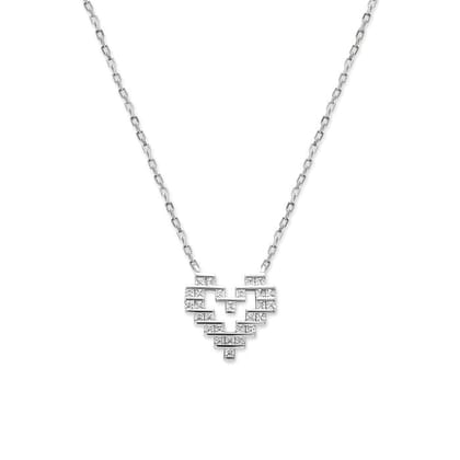 Silver Digital Love Pendant with Chain