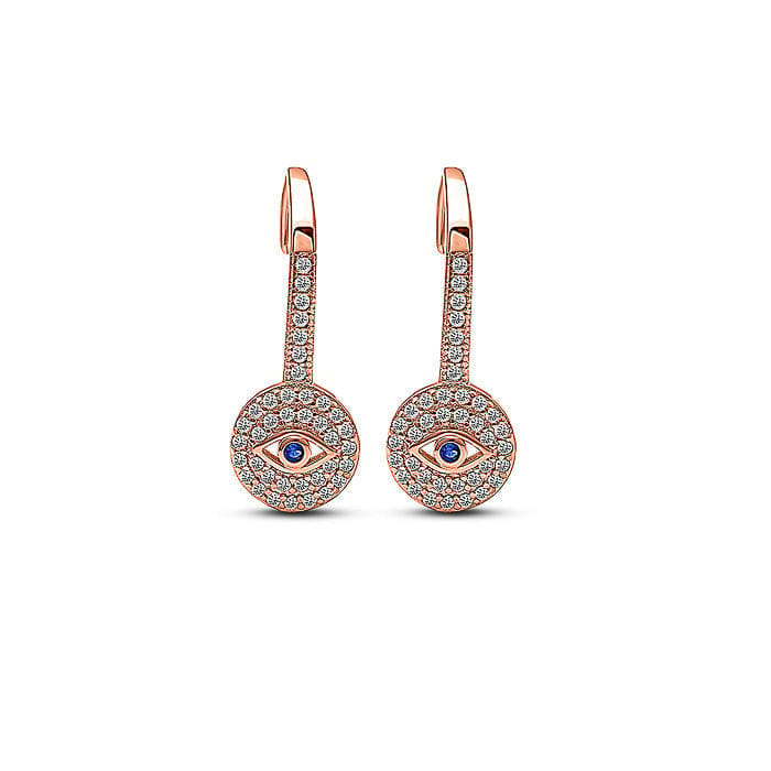 Rose Gold Evil Eye Droop Earrings