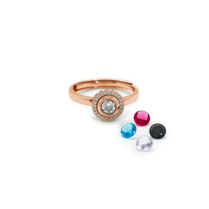 Rose Gold Colour Burst Ring (5 in 1 Crystal)