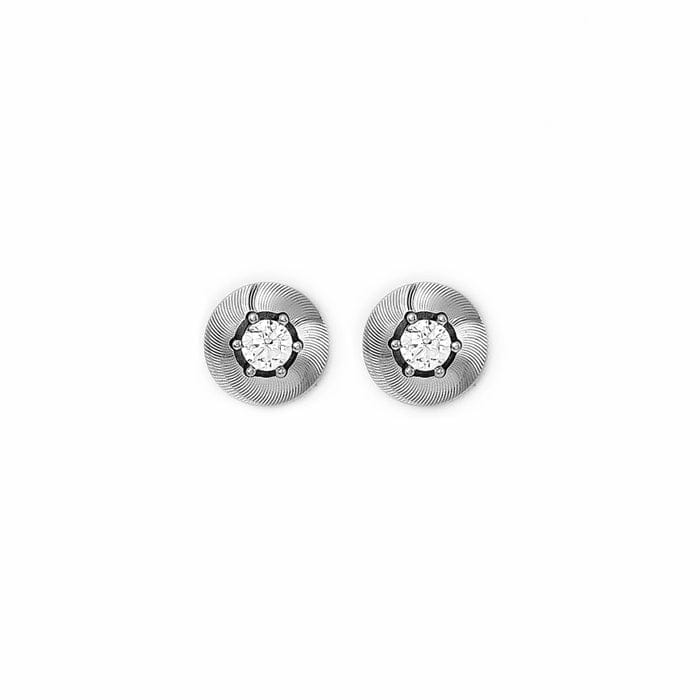 Silver Round Illusion Earrings