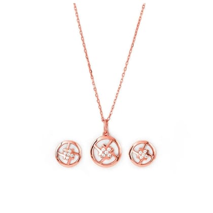 Rose Gold  Bouquet Pendant Set