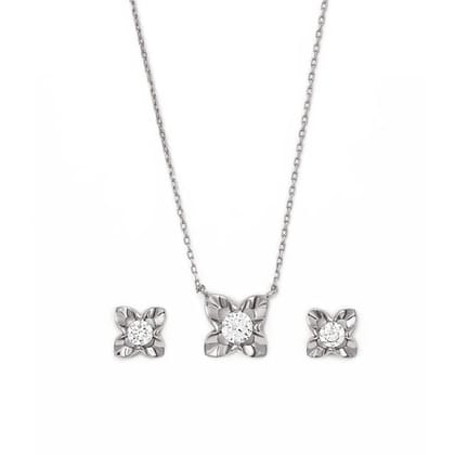 Silver Floral Pendant Set