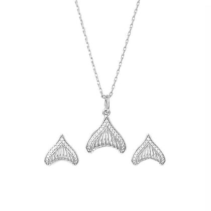 Silver Mermaid's Tail Pendant Set