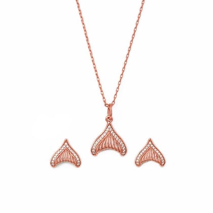 Rose Gold Mermaid's Tail Pendant Set