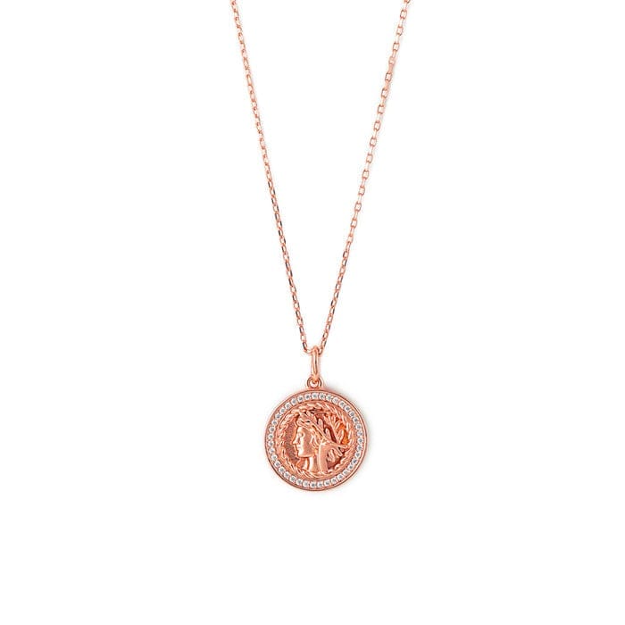 Rose Gold Victorian Coin Pendant with Chain