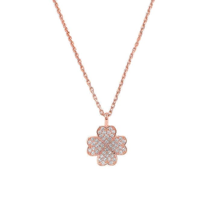 Rose Gold Shamrock Leaf Pendant with Chain