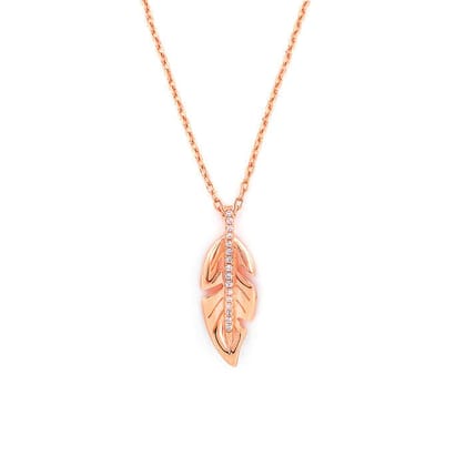 Rose Gold Leaf Pendant with Chain