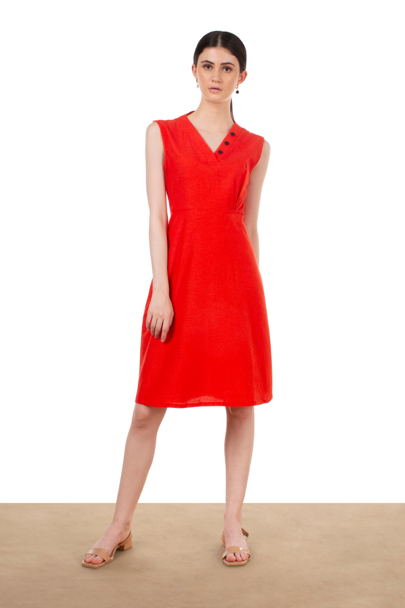 CORAL CRUSH(Redish Orange) A-LINE DRESS