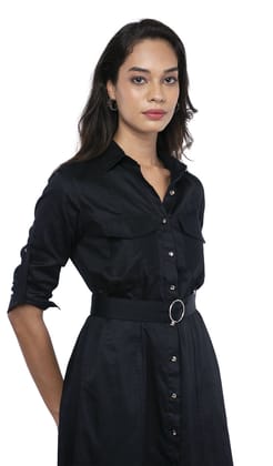 Black Belted Shirt Dress