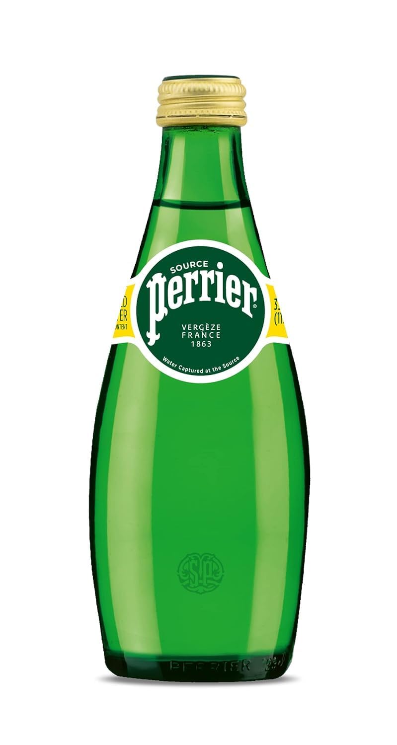 Perrier Sparkling Carbonated Refreshing Mineral Drinking Water 330ml Bottle, Made In France