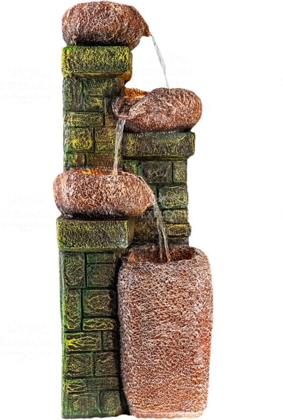 Brick and Stone Water Fountain with 4 Bowls