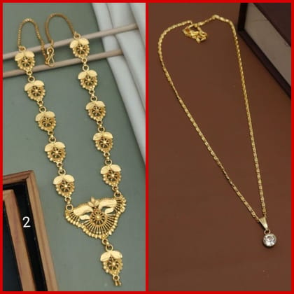 New High gold plated peacock designer neckless for girls and women's (RK_PN-2) &  CHAIN-PENDANTS necklaces & chains (COMBO PACK OF 2 PIC)