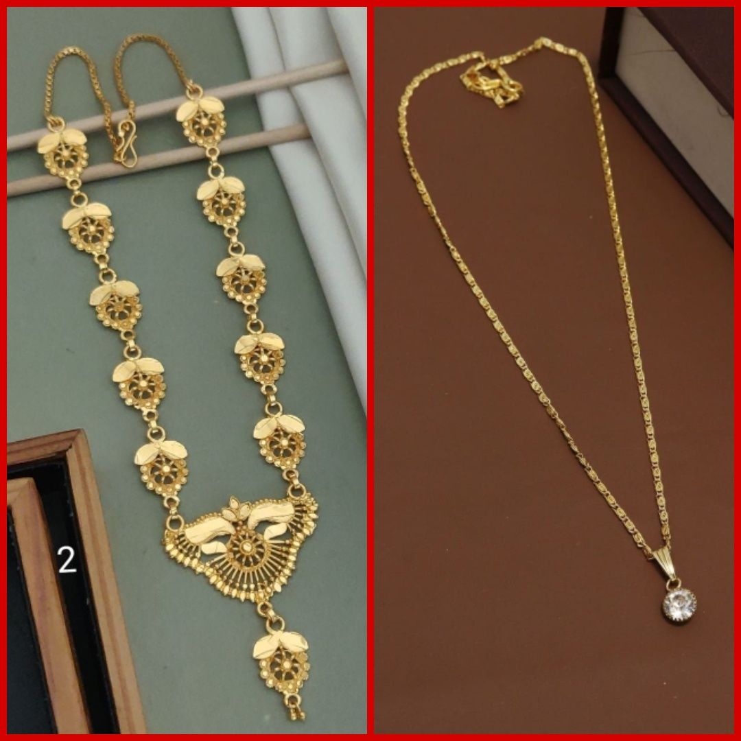 New High gold plated peacock designer neckless for girls and women's (RK_PN-2) &  CHAIN-PENDANTS necklaces & chains (COMBO PACK OF 2 PIC)