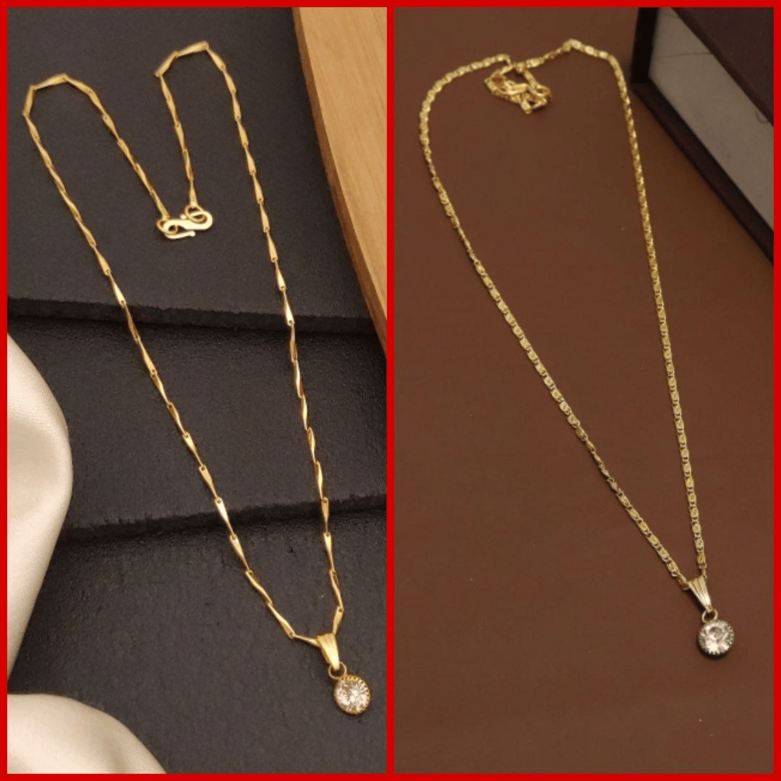 Gold Beautiful and Fancy CHAIN-PENDANTS necklaces For Girls and women's (RK) & CHAIN-PENDANTS necklaces & chains (COMBO PACK OF 2 PIC)