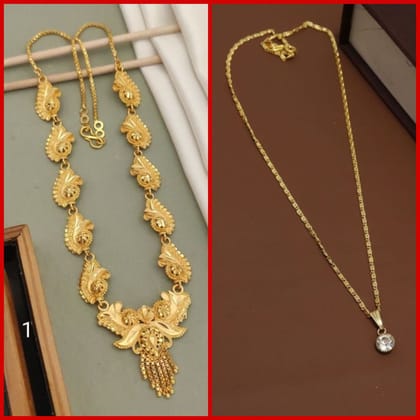 New High gold plated peacock designer neckless for girls and women's (RK_PN-1) &  CHAIN-PENDANTS necklaces & chains (COMBO PACK OF 2 PIC)