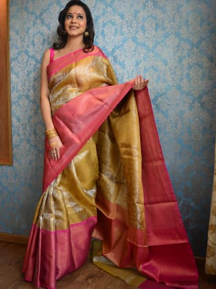 Banarasi Tissue Brocade Silk Saree With Stylish Border