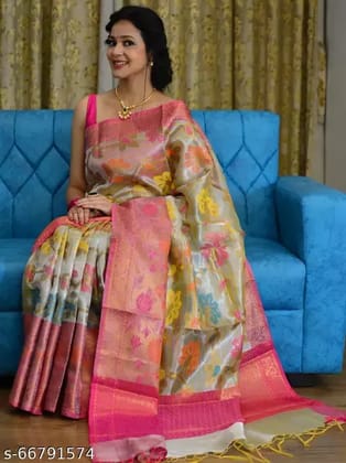 BANARASI ALL OVER TISSUE SILK FANCY PARTY WEDDING WEAR SAREE