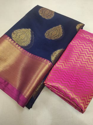 BANARASI COTTON CHANDERI SILK FANCY PAAN BUTA SAREE