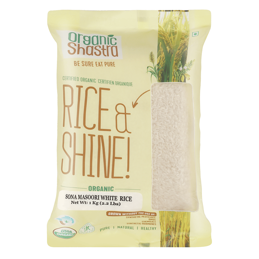 Organic Shastra White Sona Masuri Rice Sona Masuri/Masoori Organic and Healthy Rice, Perfectly Fit for Everyday Consumption- 1 KG