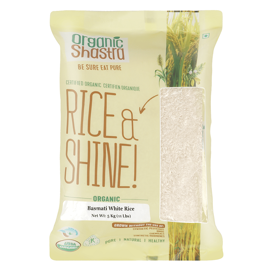 Organic Shastra White Rice Basmati Rice for Daily Use, Healthy and Tasty, Pleasant Aroma, Instant Boost Your Energy, Perfect for Everyday Cooking - 5 KG