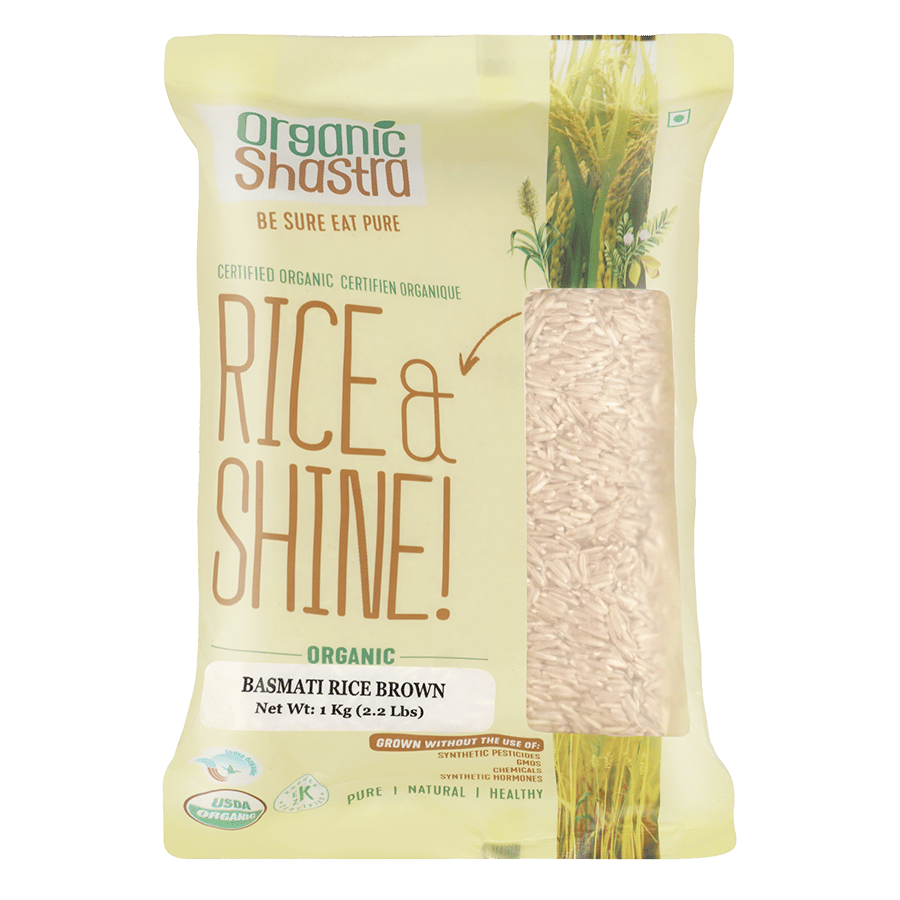 Organic Shastra Brown Basmati Rice, Pulao, Healthy and Tasty, Long Grain for Daily Cooking, Pleasant Aroma, Instant Boost Your Energy, Perfect for Everyday Use- 1 KG