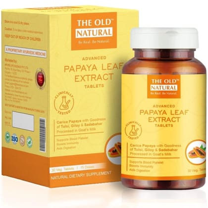 Papaya Leaf Extract Tablets Tablets | Carica Papaya With Goodness Of Tulsi, Giloy I Made In Goat Milk I Improve Blood Platelets Count (Pack of 1)