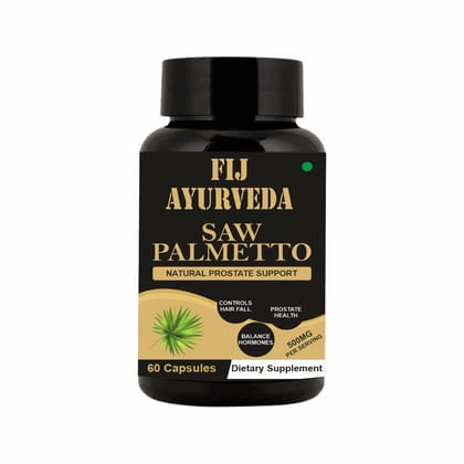 FIJ AYURVEDA Saw Palmetto Extract Capsules For Men & Women 500mg 60 Veg Capsules (Pack of 1)