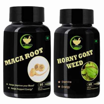 FIJ AYURVEDA Maca Root Capsule With Horny Goat Weed Capsule for Men & Women - (Combo Pack)