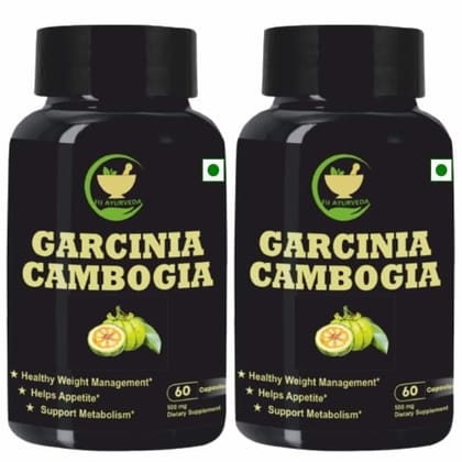 FIJ AYURVEDA Garcinia Cambogia Supplement with Green tea & Green coffee Extract Helps in Weight Management & Fat Burner for Men & Women � 500mg 60 Capsules (Pack of 2)