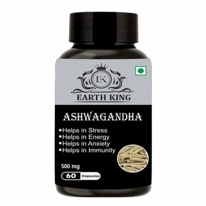 EARTH KING Ashwagandha Capsule for Men & Women - 500mg 60 Capsules