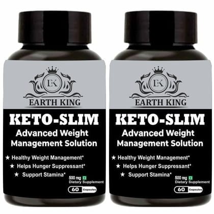 EARTH KING Keto Slim Advanced Weight Loss Supplement Supports Fat Loss & Appetite Suppressant for Men & Women � 500mg 60 Capsules (Pack of 2)