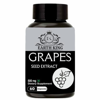 EARTH KING Grapes Seed Extract Capsule Supports Strengthens Immunity & Antioxidant Supplement � 500mg 60 Capsules