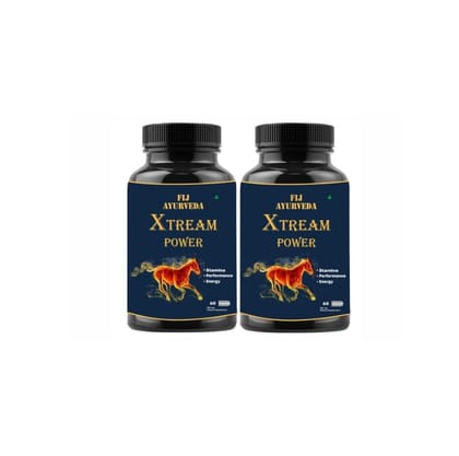 FIJ AYURVEDA Xtream Power Shilajit/Shilajeet Capsule Supports Energy, Stamina & Vitality - 500mg 60 Capsules (Pack of 2)