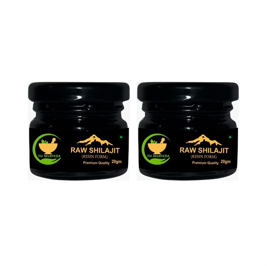 FIJ AYURVEDA Pure Ayurvedic Raw Shilajit/Shilajit Resin (Semi Liquid) Supports Power, Energy & Vitality - 40Gm (Pack of 2)