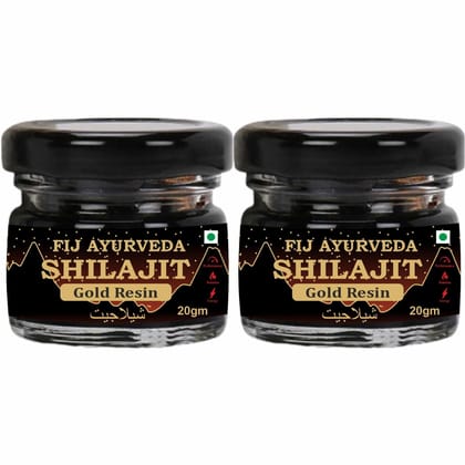 FIJ AYURVEDA Shilajit/Shilajit Gold Resin (Semi Liquid) with Ashwagandha, Black Musli & 24K (Gold | Shudh Shilajit | Supports Strength, Stamina & Energy - 20Gm (Pack of 2)