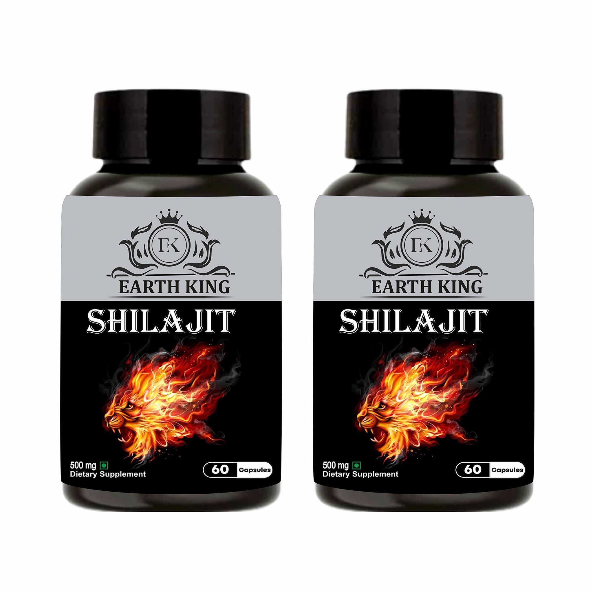 EARTH KING Shilajit/Shilajeet Capsule - 500mg 60 Capsules (Pack of 2)