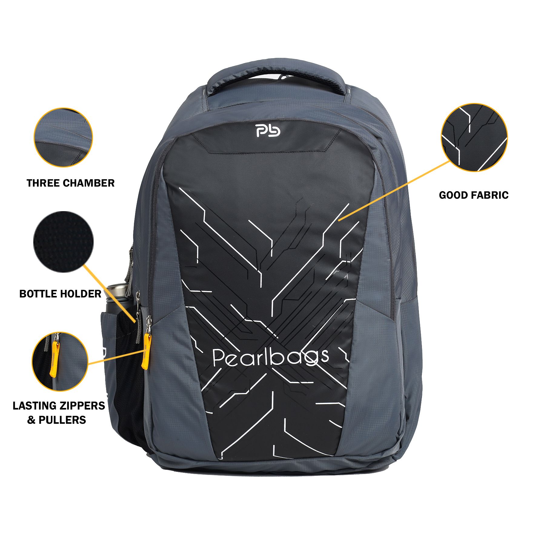 PB Pearlbags Graph Water Resistant Laptop Backpack For School/College/Office Use 26.5 L Laptop Backpack